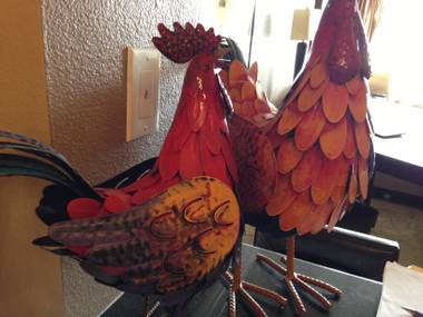 Cleverboy couldn't decide on pretty or hideous, but he had to have these roosters.