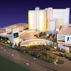 Work began last month to transform the Sahara into the SLS Las Vegas. A model of the property is pictured.