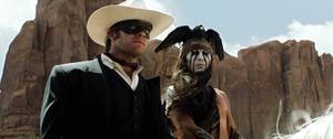 <em>The Lone Ranger</em>’s Armie Hammer and Johnny Depp.