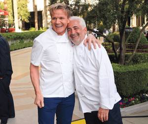 Gordon Ramsay and Guy Savoy do the red carpet at the Vegas Uncork'd Grand Tasting at Caesars Palace.