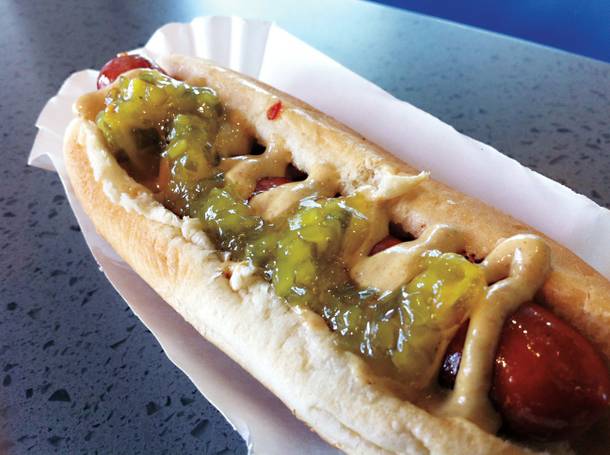 The New York hot dog at Manhattan Streets is $2.50 and most toppings are complimentary.