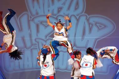 “Next Jr.” of Japan competes in the junior division during the World Hip Hop Championships at the Orleans Arena Sunday, Aug. 11, 2013. 