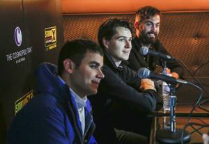The members of Vampire Weekend are interviewed at Brass Lounge as part of X107.5's Studio X Live acoustic sessions during the Life Is Beautiful Festival.