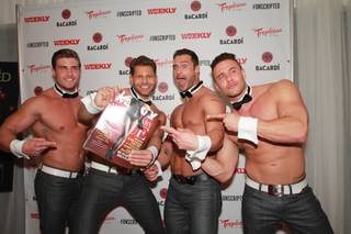 Gavin McHale, Jaymes Vaughan, James Davis and Ryan Stuart of Chippendales at the Rio arrive for Las Vegas Weekly’s 15th anniversary party Wednesday, Dec. 18, 2013, at Tropicana.