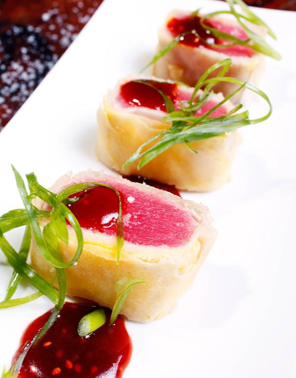Sashimi tuna spring rolls at Angelo Sosa's Poppy Den Asian Bistro.