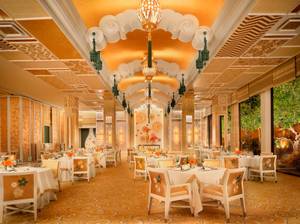 Wing Lei's updated, gold-and-jade dining room.