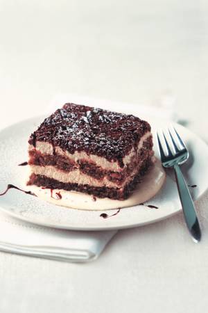 The classic tiramisu at Il Mulino is rich with espresso and coffee liqueur-drenched lady fingers and mascarpone cream.