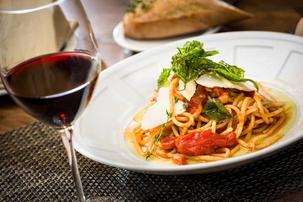 Simply superb: Parma’s bucatini filetta di pomodoro, just one of the restaurant’s fresh pasta masterpieces.