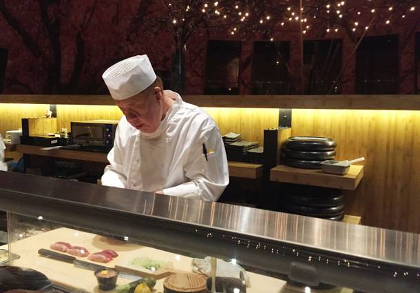 The master at work: Takaaki Ebashi behind the bar at Kumi.