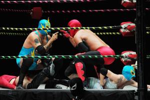 Puscifer's set at the Pearl was preceded by a performance from Mexican-style wrestling troupe Luchafer.