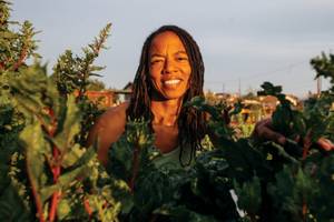 Roz Brooks at the Vegas Roots community garden.