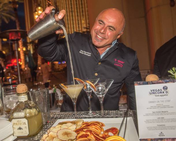 Mixologist Tony Abou-Ganim prepares his scratch margaritas at Palazzo's Dinner on the Strip, part of Bon Appétit's Vegas Uncork'd.