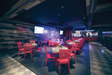The new restaurant and concert hall has a modern roadhouse feel.