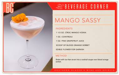 Delicate, refreshing and bursting with fruity flavors, the Mango Sassy will get you ready for the warmer days ahead.
