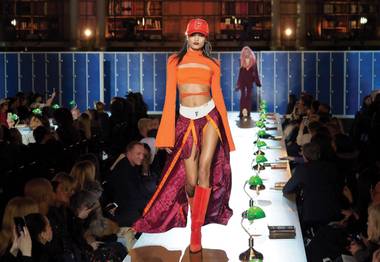 Held in the National Library of France with models catwalking down study tables, last month’s show offered a collegiate-couture vibe.