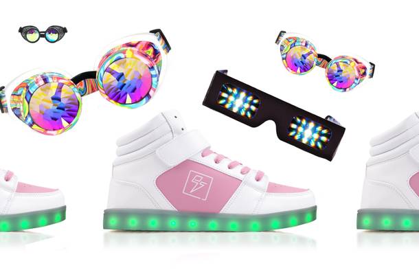 Gear up with glowing crop tops, shoes and more. 