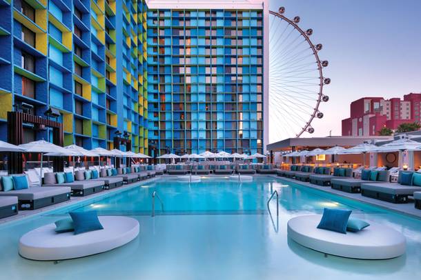 The Linq is pretty much the champion of cheap fun on the Strip these days, crowned by its colorful and free pool.