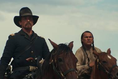 Christian Bale (left) ponders the existential dread of the Old West.