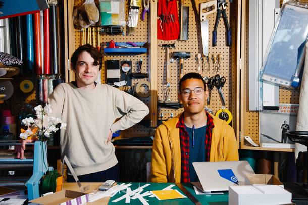 Writer’s Block co-owner Drew Cohen (left) and employee Nicholas Russell.
