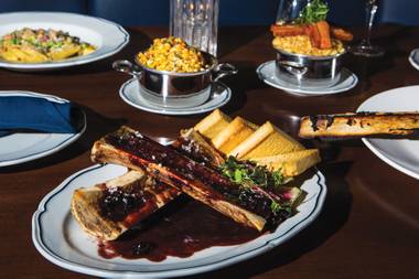 The 16-ounce ribeye delivers a melt-in-your-mouth experience, while the 120-ounce Cleaver ribeye—serving five to eight—is a serious showstopper.