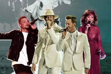 From left: Kane Brown, Florida Georgia Line and Reba McEntire.