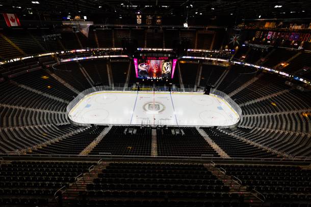 The scene prior to the start of the Golden Knights’ game against Columbus, February 9 at T-Mobile Arena.