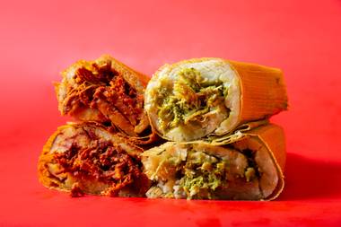 You can’t beat the pollo rojo, filled with delicious, won’t-stop-till-it’s-gone shredded chicken that’s been marinated in a salty, spicy red sauce. The queso con rajas are the next best thing, loaded with Mexican cheese and poblanos.