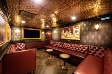 Find the hidden VIP room room within this Prohibition-style bar.