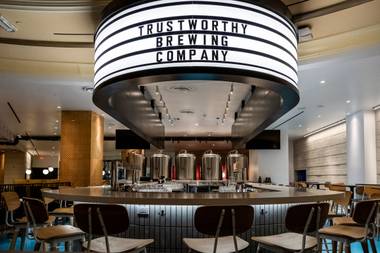 Trustworthy’s mainline beers, including the easy drinking Gigil rice pilsner and the more robust Brass Jar hoppy amber ale, have been available in the Valley for the past year. But more specialty brews are available at the new operation on the Strip resort’s second floor.