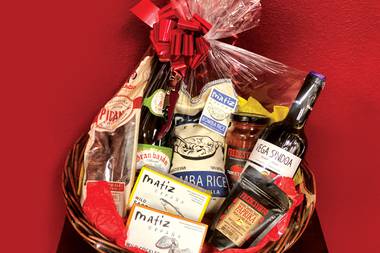 A basket from Valley Cheese and Wine