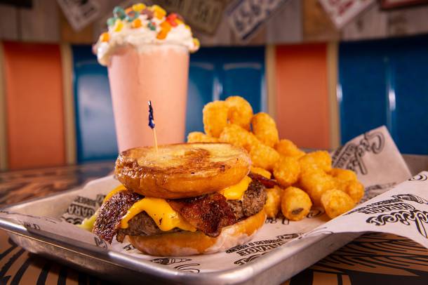 Sickies Garage’s glazed doughnut burger