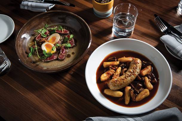 Venison tataki and rabbit boudin