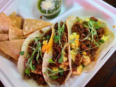 El Gallo’s new chorizo breakfast tacos.