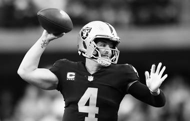 Raiders quarterback Derek Carr (4) throws a pass during an October 24 win over the&nbsp;Eagles.