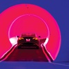 A Tesla electric car heads into a tunnel during a tour of the Las Vegas Convention Center Loop on April 9.