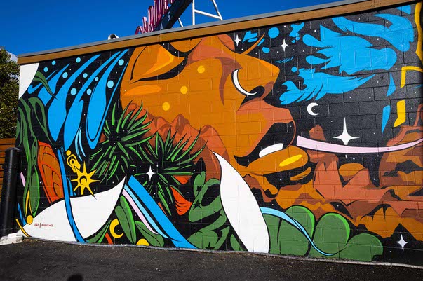 Mural by Guilherme Lemes, Art Square, on the side of the Garden, 1017 S. 1st St. #180