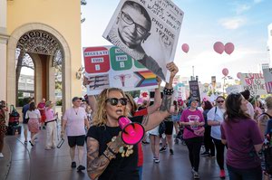 Las Vegas resident Nikki Murdock protests at the Bans Off Our Bodies march.