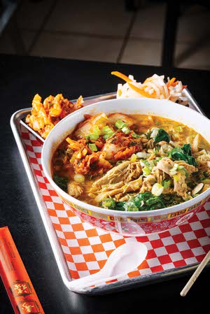 Kimchi chicken noodle soup at Buldogis