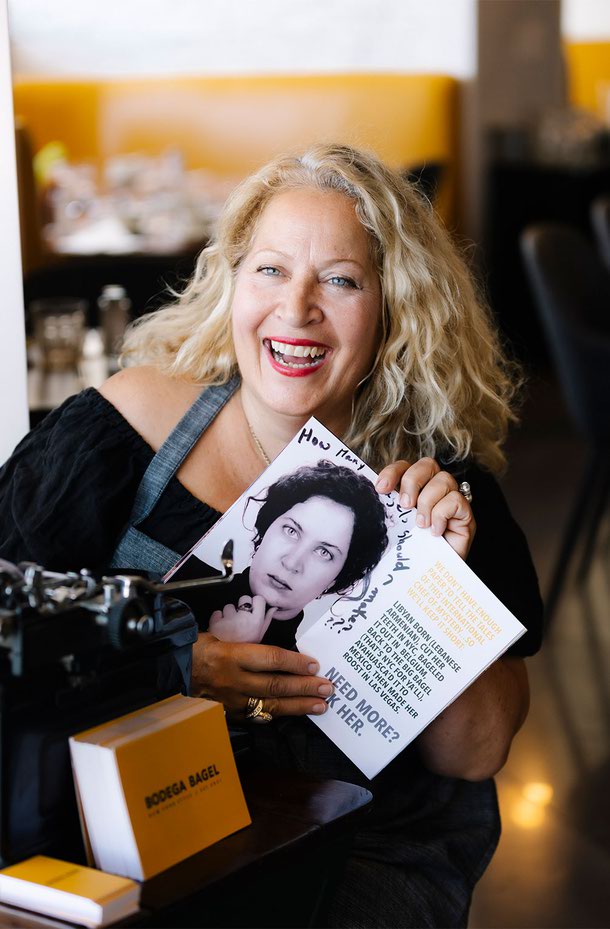 Chef and owner Sonia El-Nawal holds a photo of herself at age 27 in Brussels, Belgium.