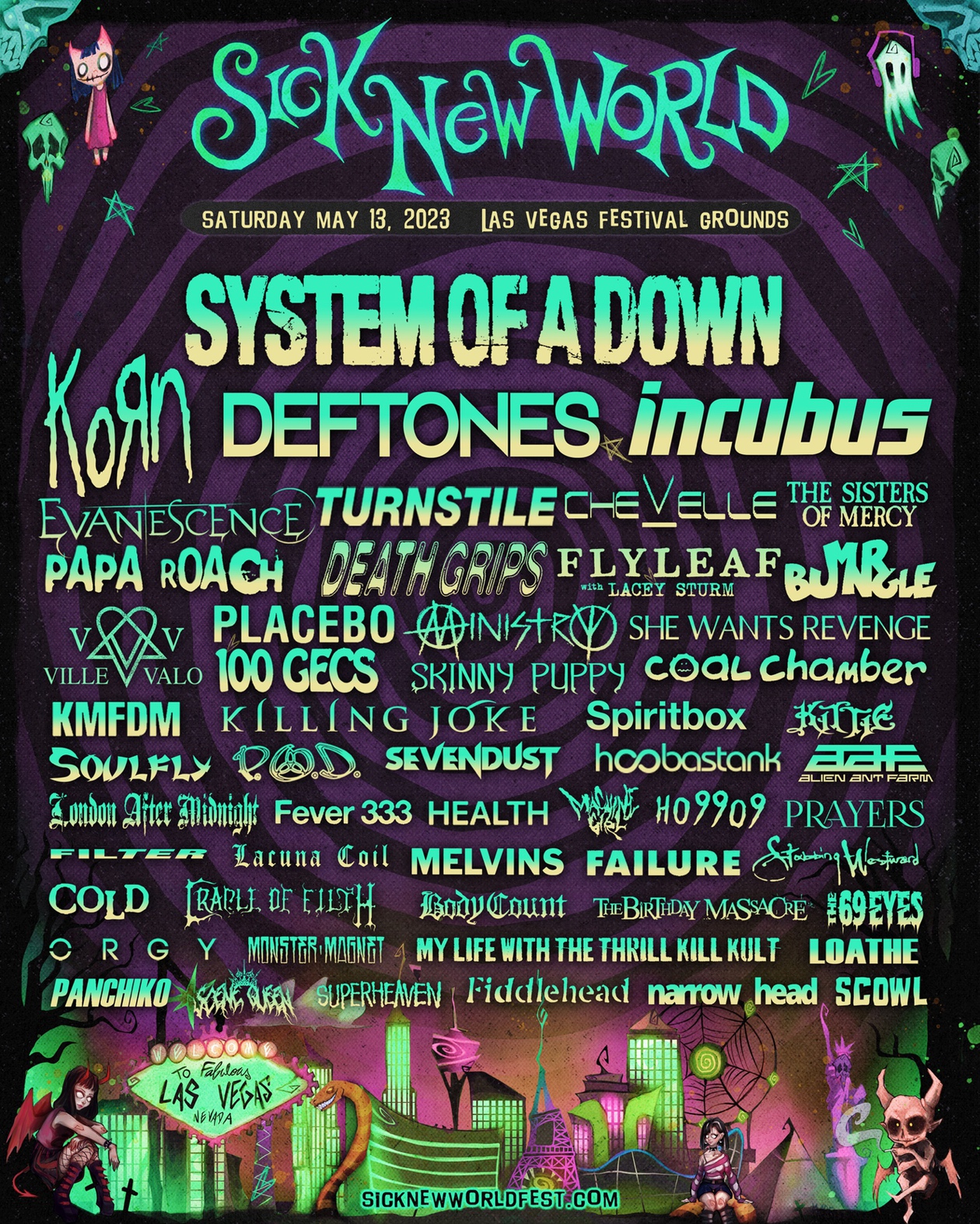 The hard rock-focused, one-day event will debut on May 13 at the Las Vegas Festival Grounds, featuring System of a Down, Korn, Deftones, Incubus and many more.
