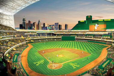 A rendering of the Oakland A’s proposed Las Vegas stadium