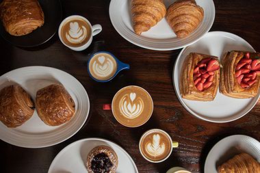 Coffee and pastries at 1228 Main