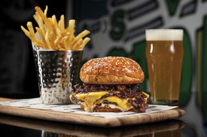 The Double Wagyu Smashburger at Flanker Kitchen & Sports Bar 