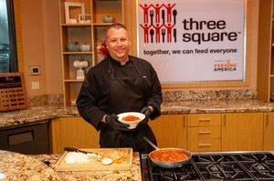 Three Square executive chef Joe Leininger demonstrates how to prepare his healthy and affordable turkey chili. 