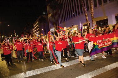 The Las Vegas Pride Parade on Fourth Street in Downtown Las Vegas on October 6, 2023. Last year, the parade celebrated its 40th anniversary with a Red & Wild theme.