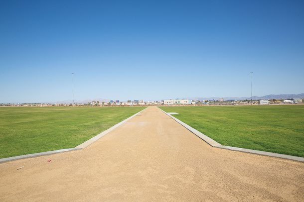 Natural turf fields at the events center at Desert Breeze Park.