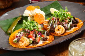 Cadillac carne asada and chipotle shrimp tacos