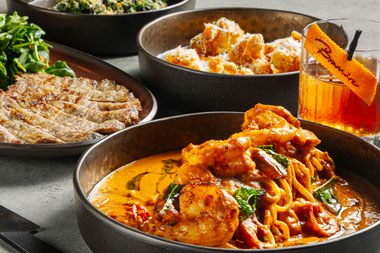 This rustic-yet-sexy room wouldn’t feel out of place on the Strip, and the food is just as impressive.