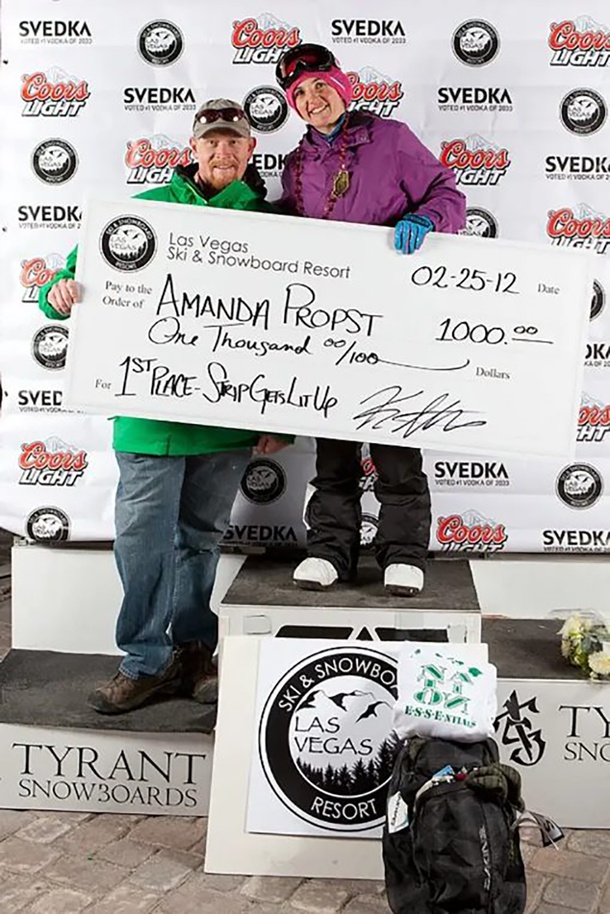 Amanda Propst at a snowboarding competition at Lee Canyon in 2012.  