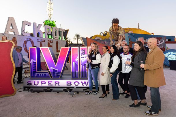 Lighting of the Super Bowl LVIII sign